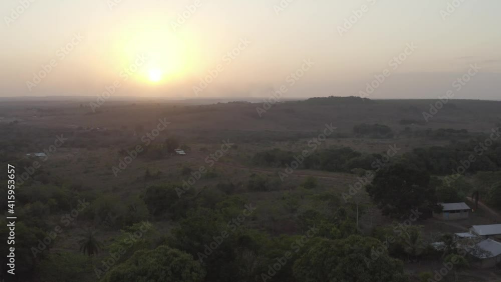 Sunset over dry prairie region in South America Sunset over dry prairie region in South America