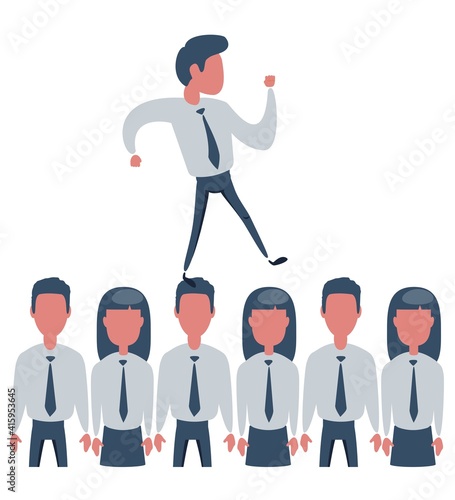Businessman careerist and group of colleagues. Cartoon Vector Illustration