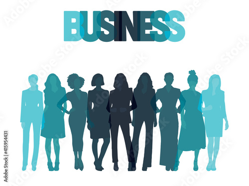 Group of business women silhouette vector, successful women team illustration
