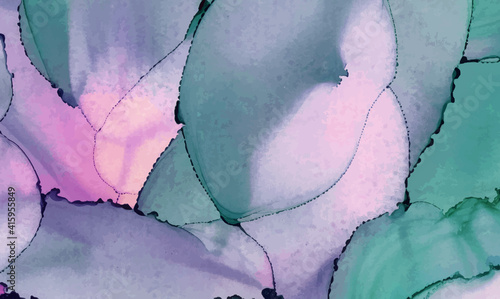 Alcohol ink vector texture banner. Fluid ink abstract background.