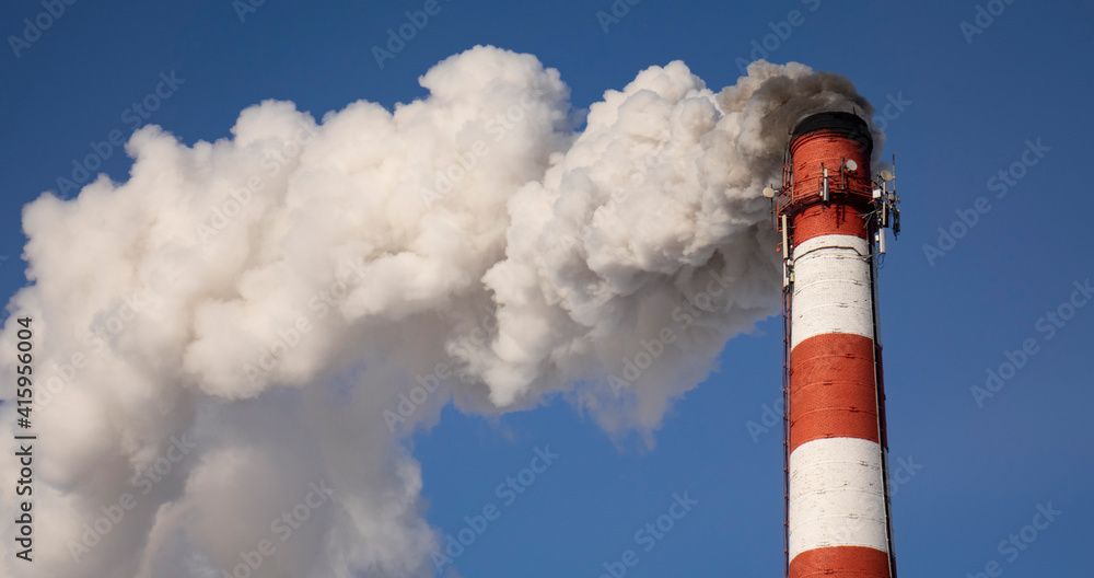 Smoke from the factory chimney. The concept of environmental protection Smoke from the factory chimney. The concept of environmental protection