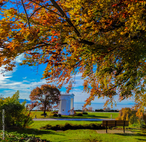 Autumn Leaves Fall Trees Border Blue Sky