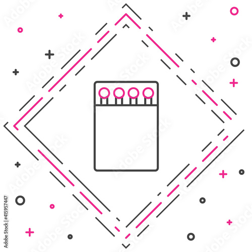 Line Open matchbox and matches icon isolated on white background. Colorful outline concept. Vector Illustration.