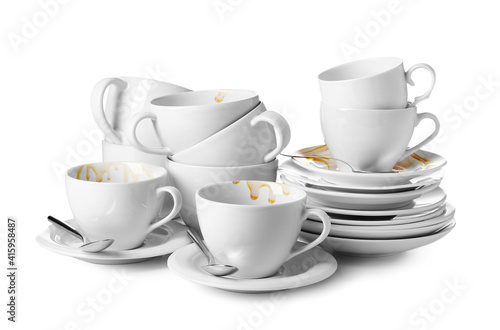 Wallpaper Mural Dirty tableware on white background Torontodigital.ca