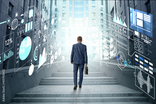 Businessman walking in futu...