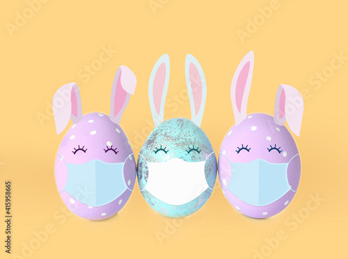 Beautiful Easter eggs on wh...