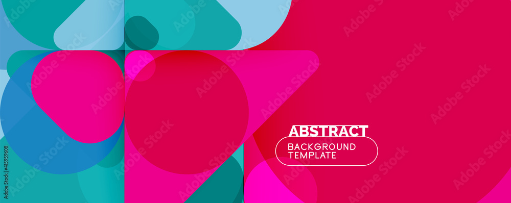 Flat geometric round shapes and dynamic lines, abstract background. Vector illustration for placards, brochures, posters and banners Flat geometric round shapes and dynamic lines, abstract background. Vector illustration for placards, brochures, posters and banners