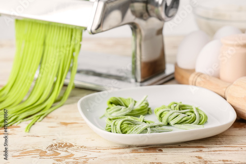 Plate with homemade pasta o...