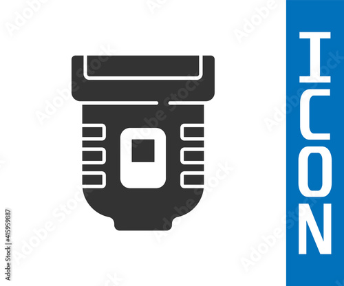 Grey Epilator icon isolated on white background. Depilation by electric razor. Hair removal on the body. Vector.