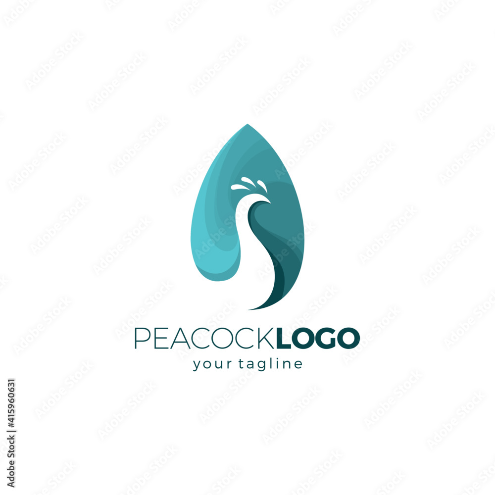Obraz premium Peacock Logo Simple with turquoise color