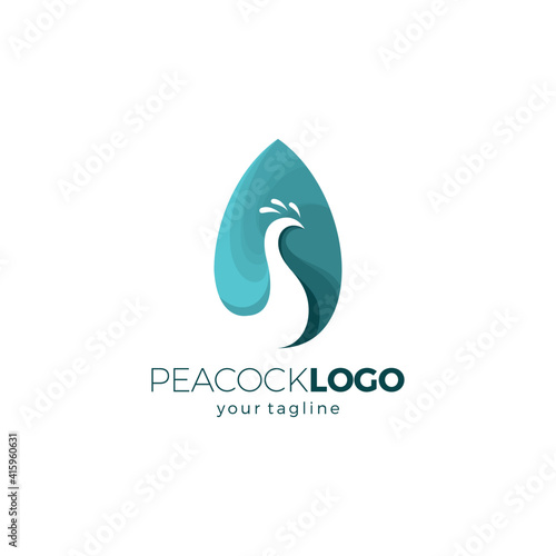 Peacock Logo Simple with turquoise color