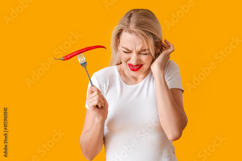 Displeased young woman with...