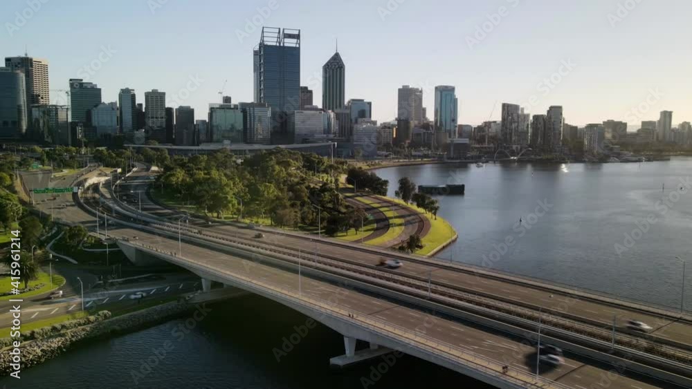 Perth City Hyperlapse over the Swan river at sunrise. Perth City Hyperlapse over the Swan river at sunrise.