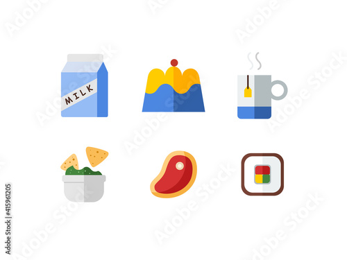 Set of Fast Foods Flat Icon Vol. 8 - Fast Food Icon Set Vector Illustration Design.