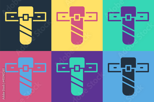 Pop art Knife holster icon isolated on color background. Vector.