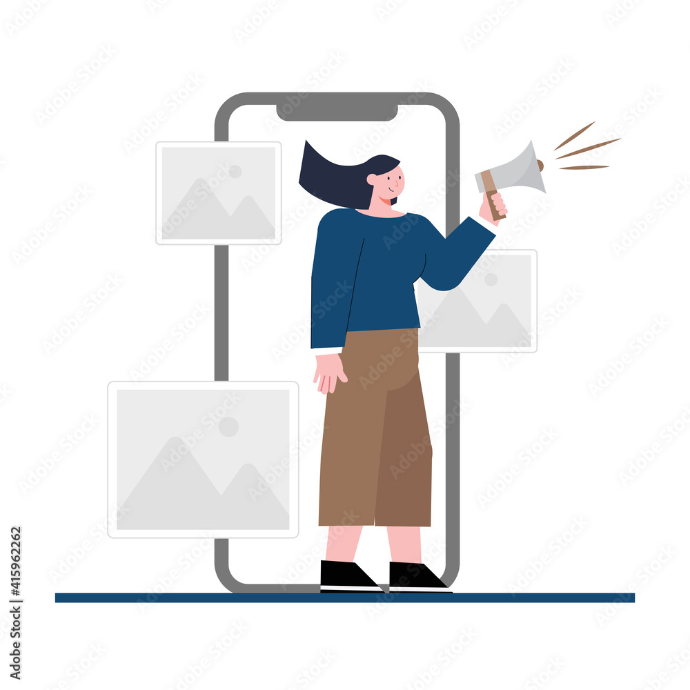 Marketing concept illustration. influencers are talking to their fans Marketing concept illustration. influencers are talking to their fans