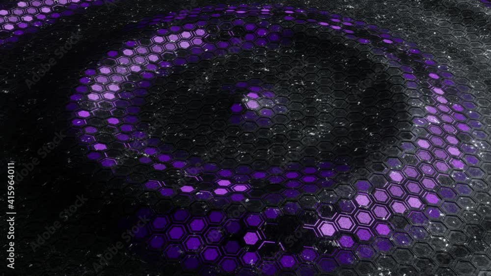 purple light wave on the metal surface of the pentagonal honeycomb mesh purple light wave on the metal surface of the pentagonal honeycomb mesh