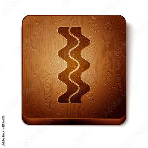 Isometric Bacon stripe icon isolated on white background. Orange and blue circle button. Vector.