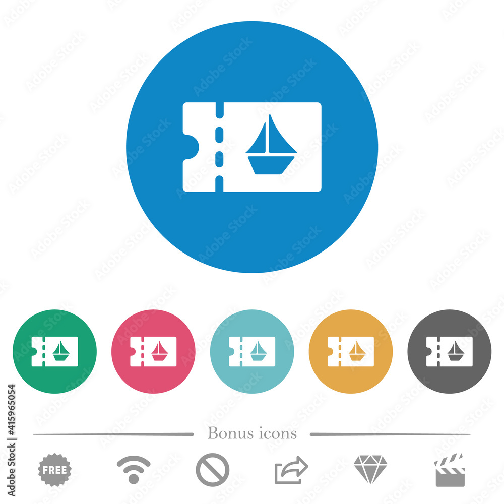 cruise discount coupon flat round icons cruise discount coupon flat round icons