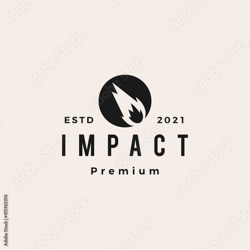 impact fire meteor hipster vintage logo vector icon illustration