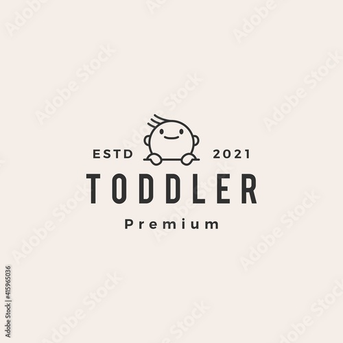 toddler baby outline hipster vintage logo vector icon illustration