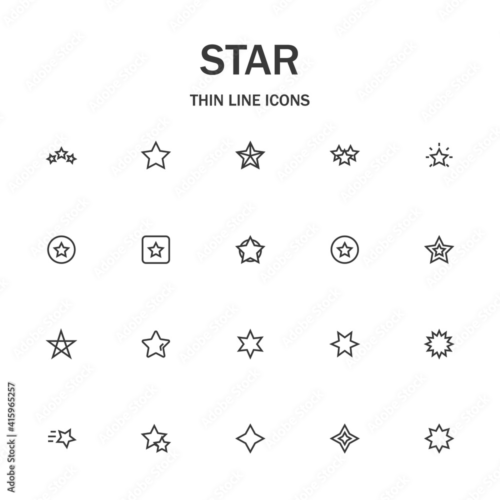 Star line icon set.