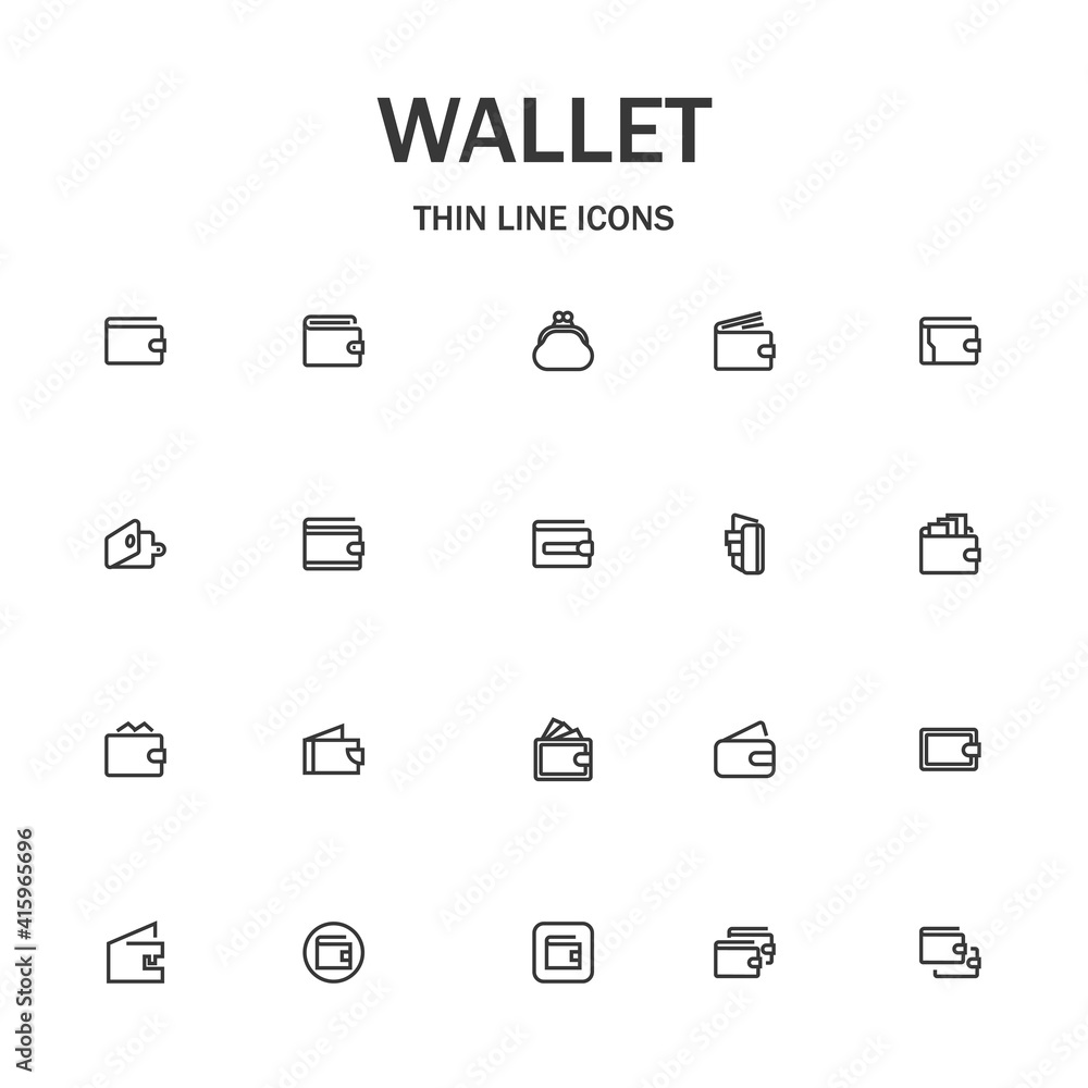 Wallet line icon set.