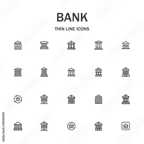 Bank line icon set.