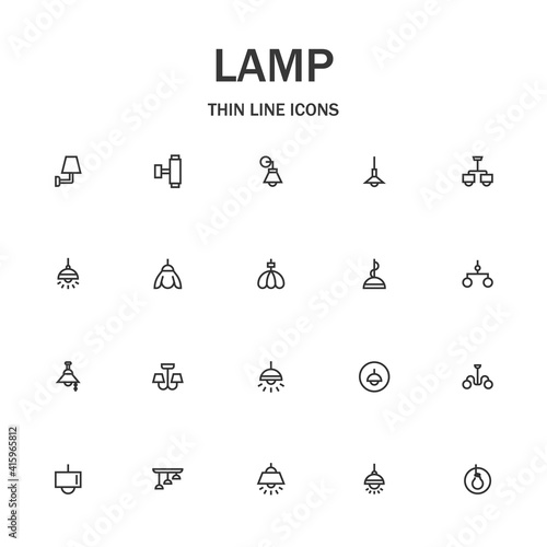Lamp line icon set.