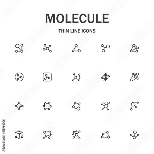 Molecule line icon set.