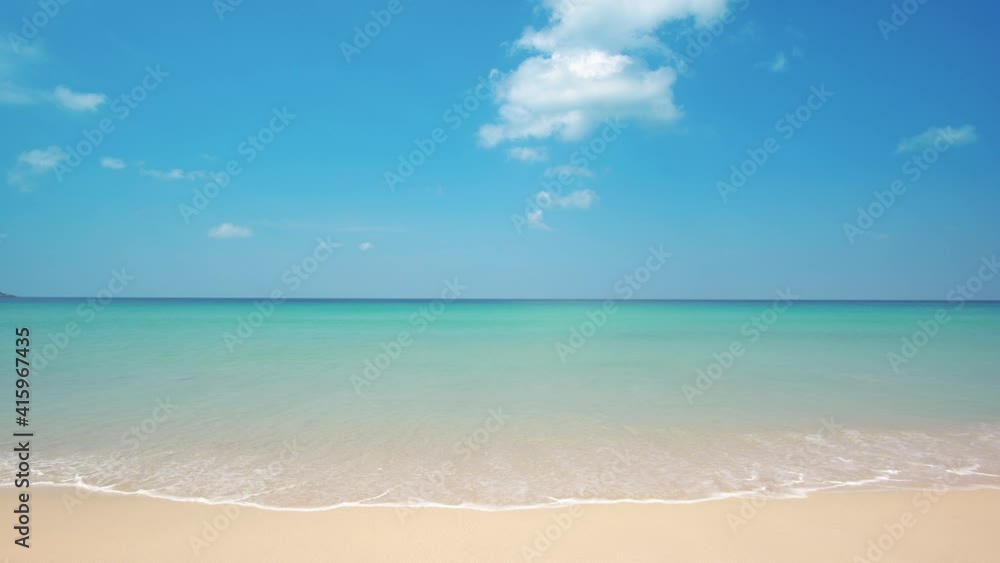 Phuket Thailand beach sea. Landscape view of beach sea and sand in summer sun. Beach space area background. At Patong beach, Phuket, Thailand. On 16 jan 2021. 4K UHD Video clip Phuket Thailand beach sea. Landscape view of beach sea and sand in summer sun. Beach space area background. At Patong beach, Phuket, Thailand. On 16 jan 2021. 4K UHD Video clip