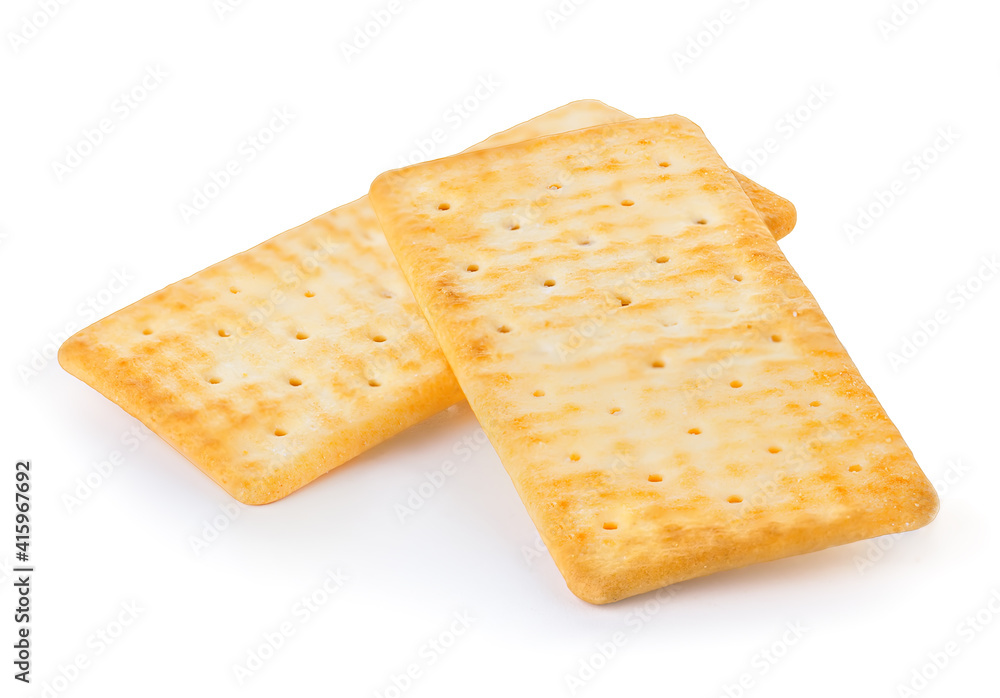 Cracker close-up isolated on white background. Cracker close-up isolated on white background.