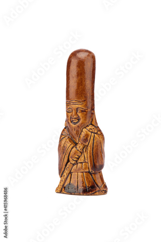 Obraz na płótnie Netsuke Fukurokuju isolated on white background