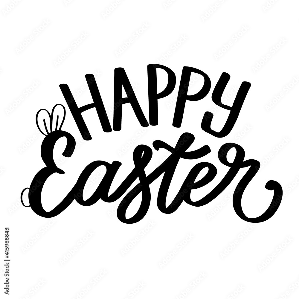 Happy Easter hand lettering. Vector typography illustration