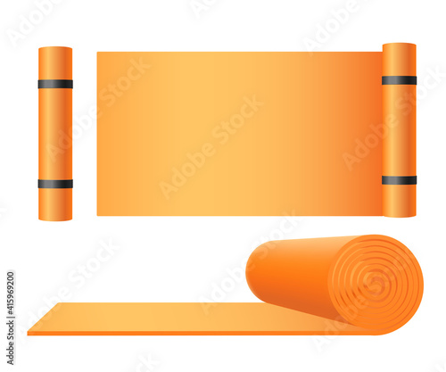 Yoga exercise mat templates set realistic vector illustration isolated on white.