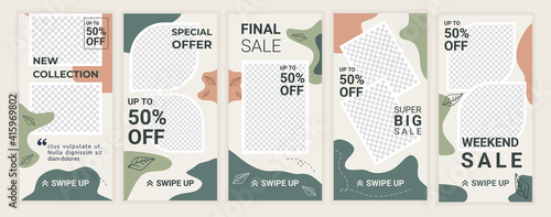 Trendy abstract universal template for promotion sale with pastel colors. Social media stories templates for blog and sales, web online shopping banner concept. Fashion sale promotion