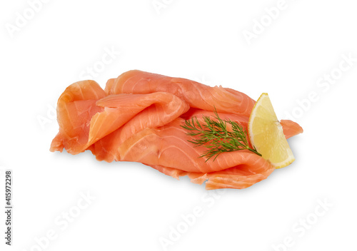 raw salmon fillet isolated on white background​ with​ clipping path​