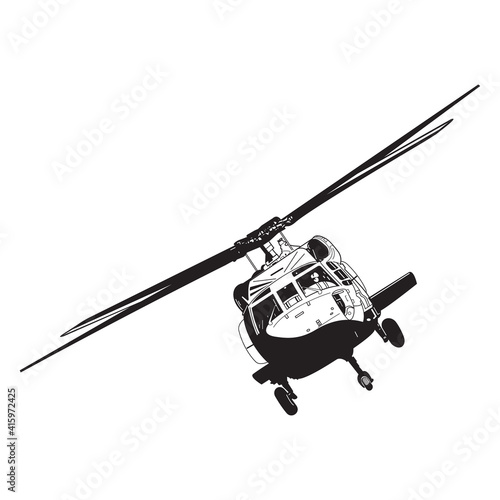Helicopter detailed silhouette. Vector EPS 10 isolated on a white background