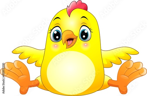 Cartoon funny little chick isolated on white background