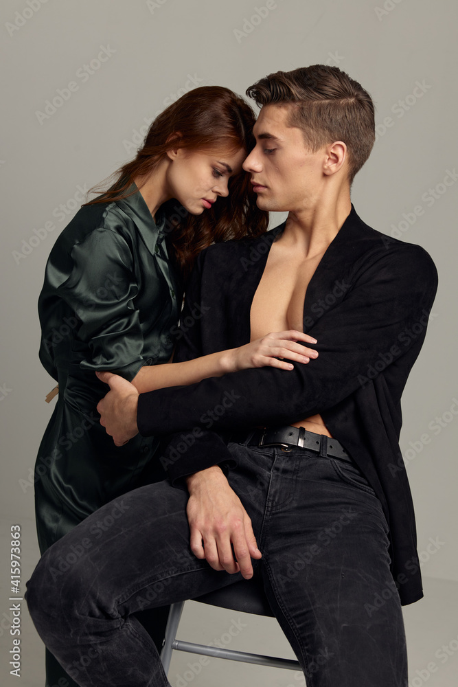 Portrait of young couple charm passion luxury moda Studio Portrait of young couple charm passion luxury moda Studio