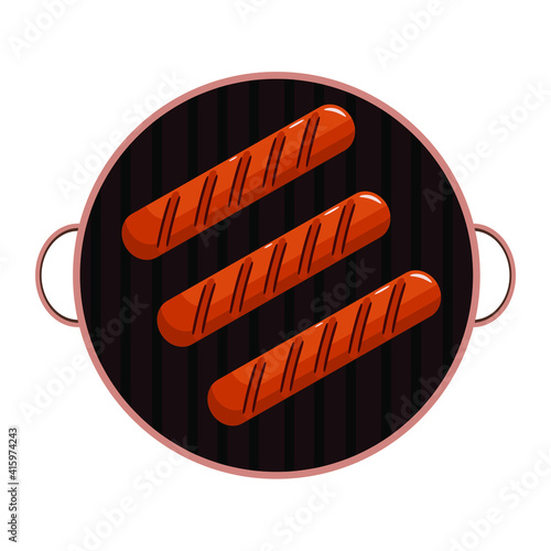 Grilled sausages on a white background. BBQ facilities