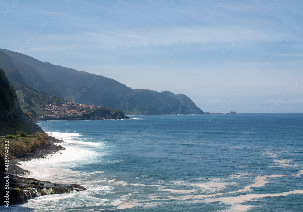View of the Northern coastline of Madeira, Portugal,