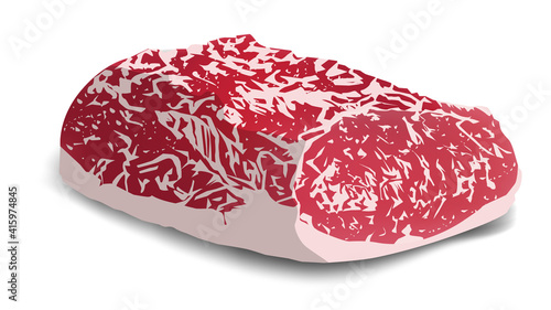 realistic loin meat. Cow pork steak grill food beef raw vector illustration