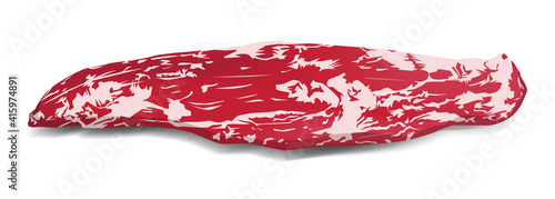 realistic tenderloin meat. Cow pork steak grill food beef raw vector illustration