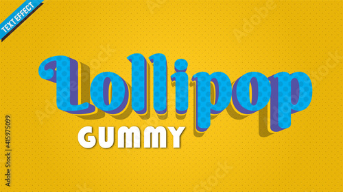 Lollipop gummy text effect design vector