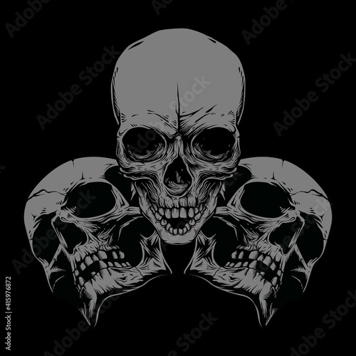 Detailed hand drawing skull illustration