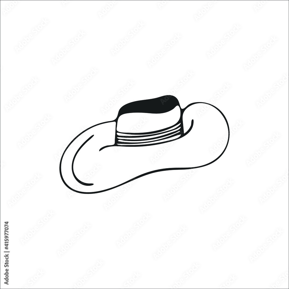 Hand-drawn unisex hat, single element. Graphic doodle, sketch, outline drawing isolated on white. Vector illustration Hand-drawn unisex hat, single element. Graphic doodle, sketch, outline drawing isolated on white. Vector illustration