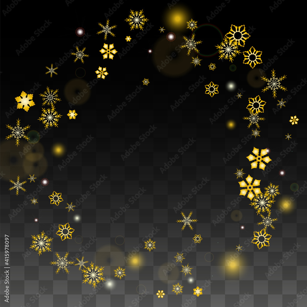 Christmas Vector Background with Gold Falling Snowflakes Isolated on ...