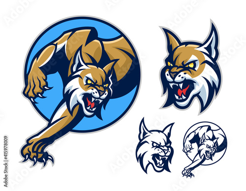Stylized lynx emblem set. Vector illustration.