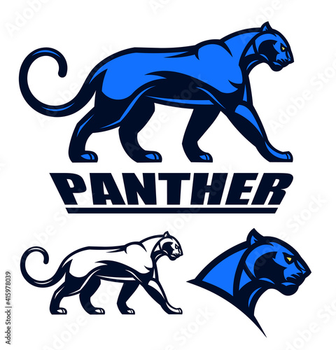 Stylized panther emblem set on the white background. Can be use as mascot.